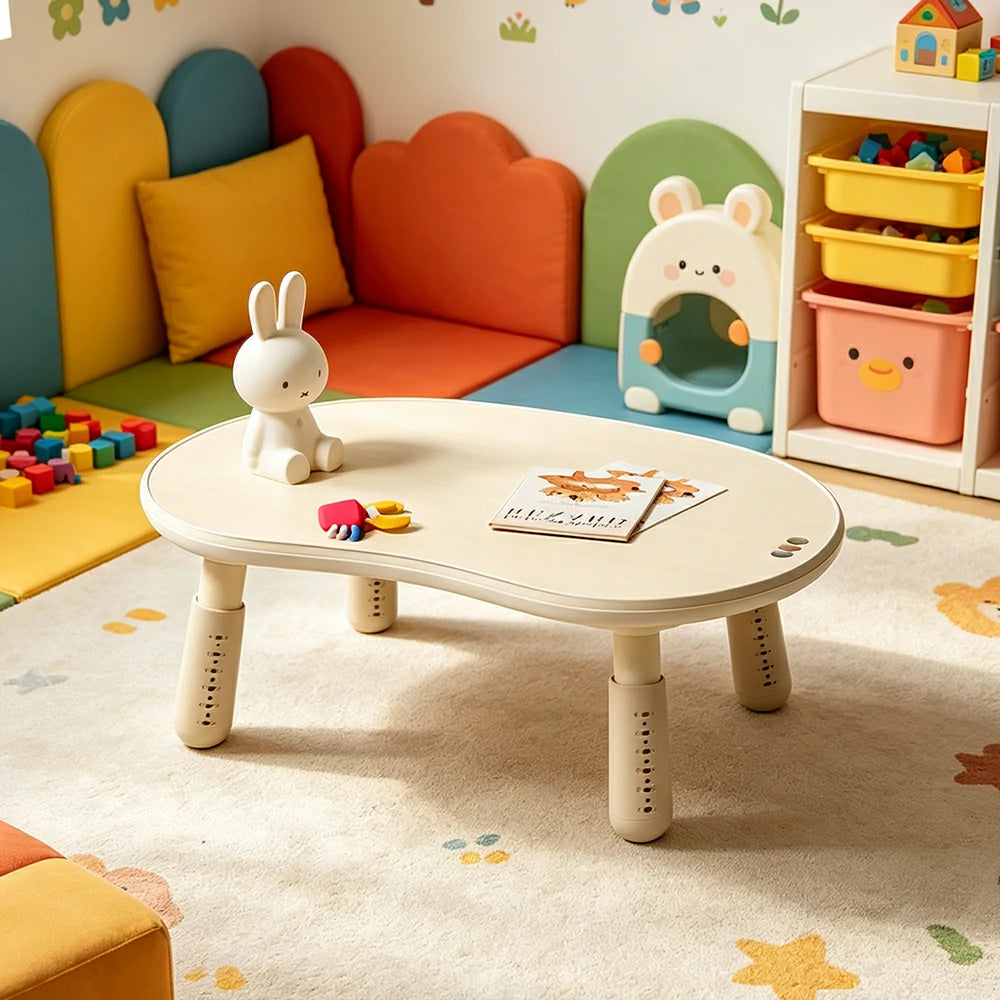 LIVARA Kids Study Table Set Adjustable Height Curved Desktop for Kids Room & Study Corner