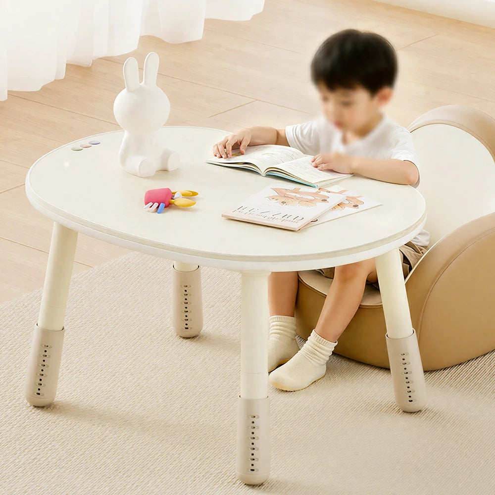 LIVARA Kids Study Table Set Adjustable Height Curved Desktop for Kids Room & Study Corner
