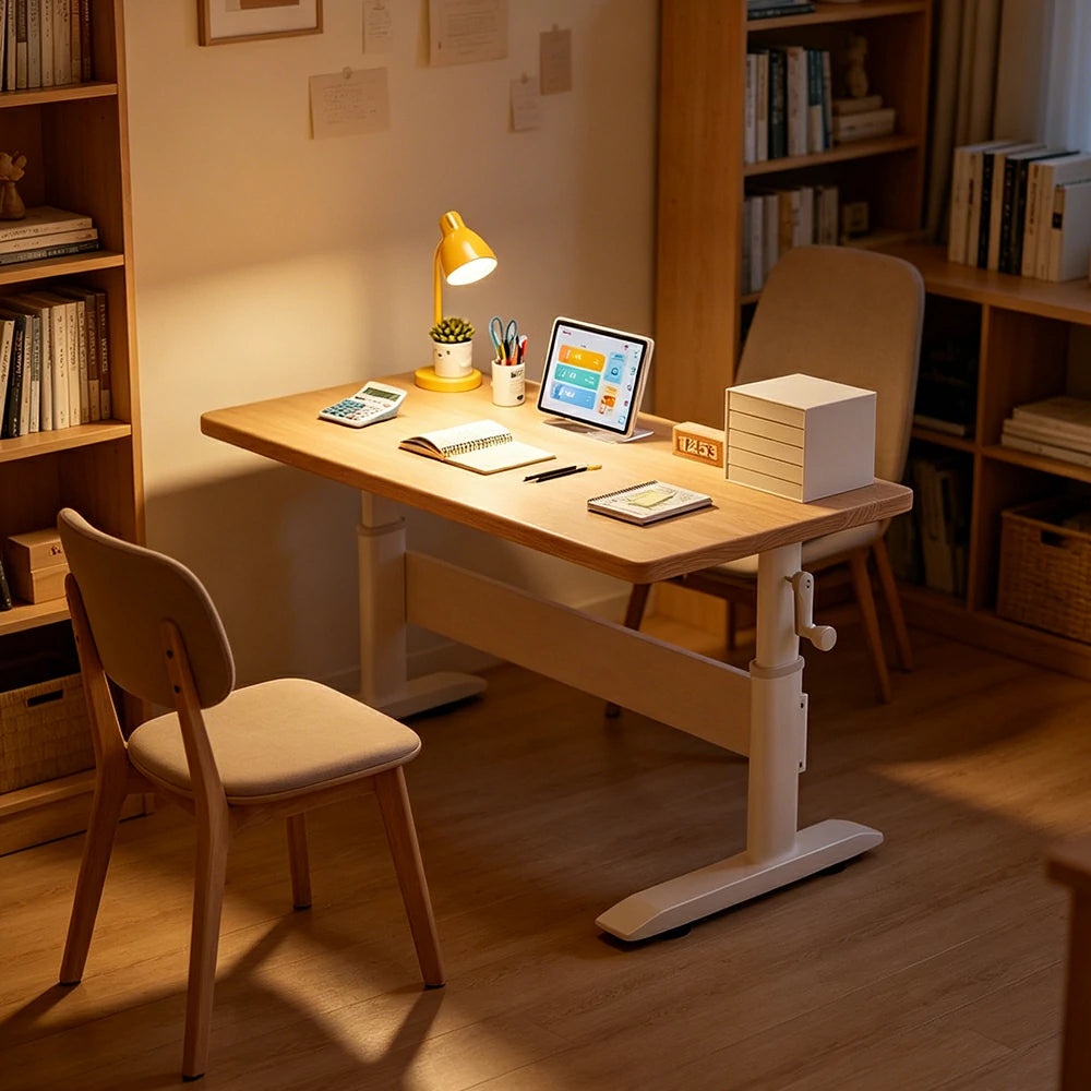 LIVARA Kids Adjustable Height Study Desk Large Storage for Children's Rooms & Home Offices - Wood
