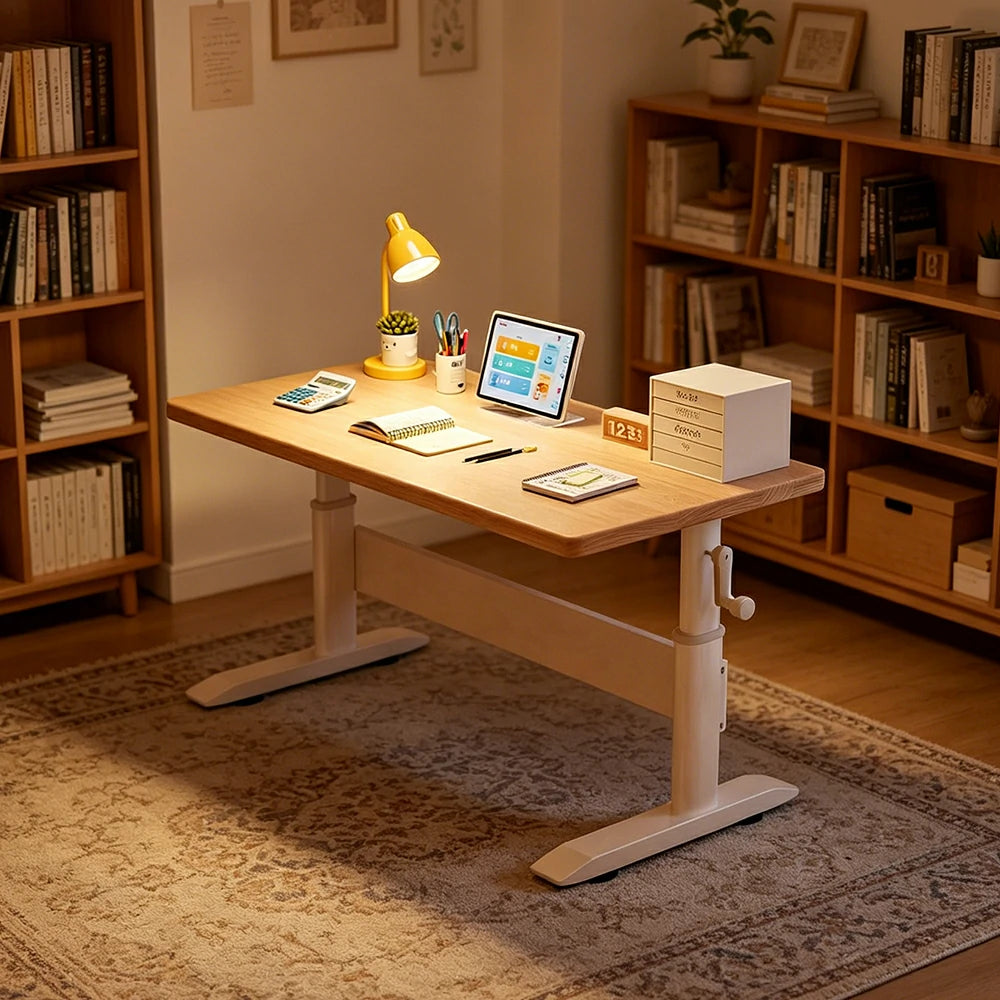 LIVARA Kids Adjustable Height Study Desk Large Storage for Children's Rooms & Home Offices - Wood