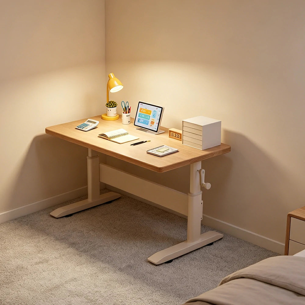 LIVARA Kids Adjustable Height Study Desk Large Storage for Children's Rooms & Home Offices - Wood