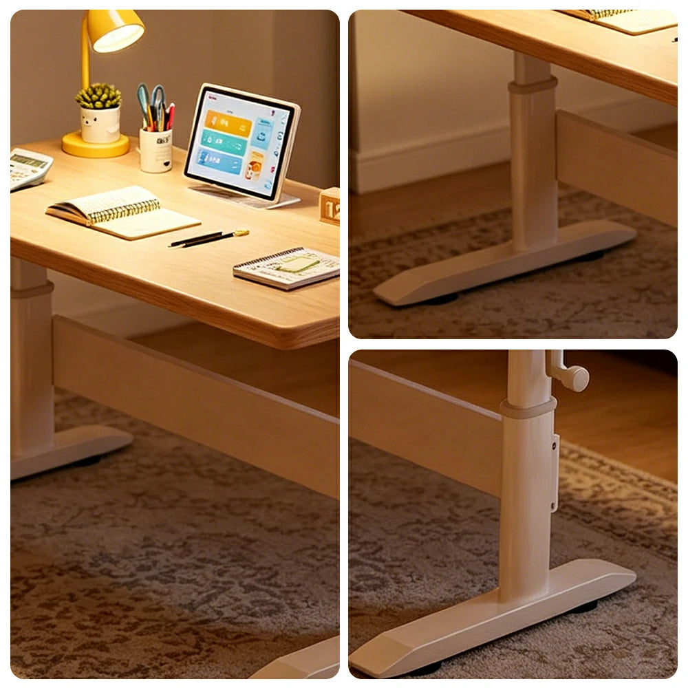 LIVARA Kids Adjustable Height Study Desk Large Storage for Children's Rooms & Home Offices - Wood