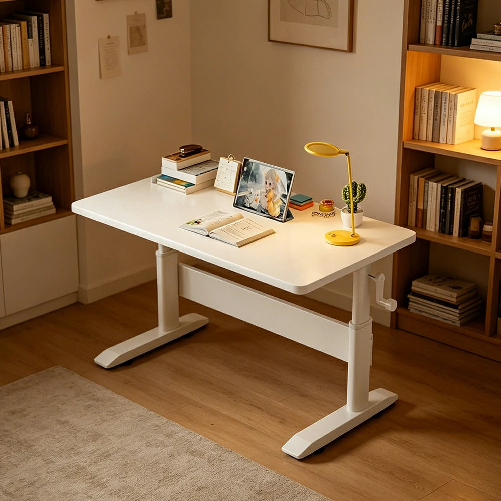 LIVARA Kids Adjustable Height Study Desk Large Storage for Children's Rooms & Home Offices - White
