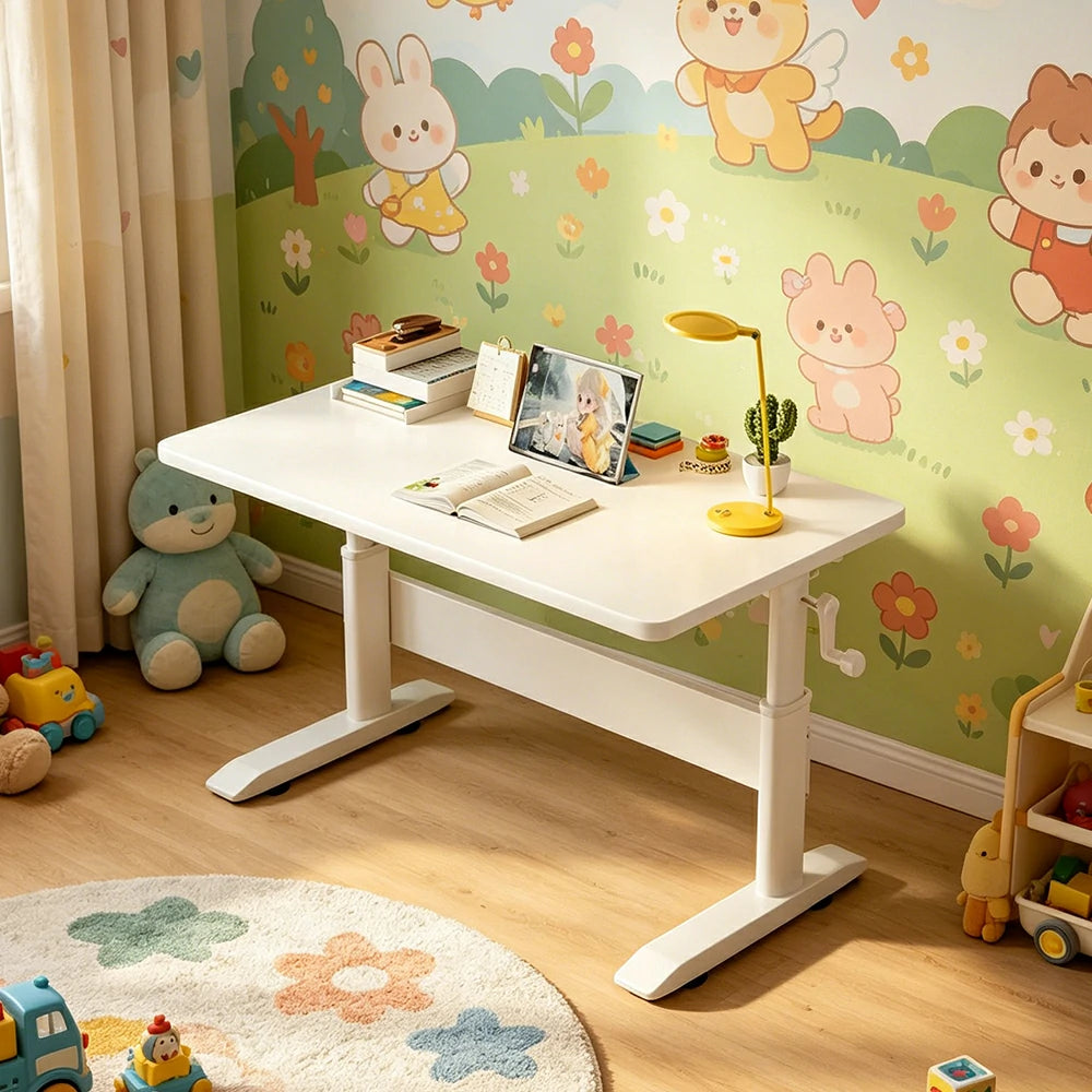 LIVARA Kids Adjustable Height Study Desk Large Storage for Children's Rooms & Home Offices - White