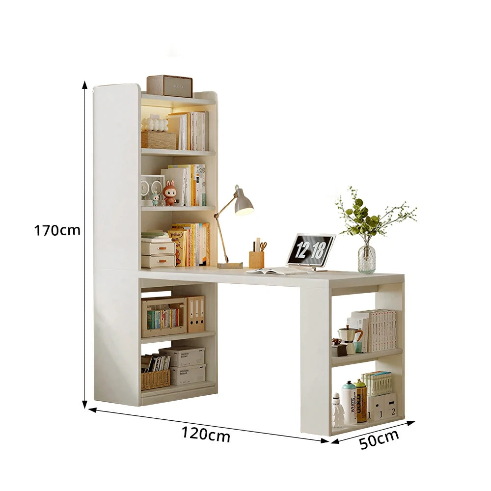 LIVARA Integrated Desk & Bookshelf Multi-Functional Storage with Side Cabinet for Bedroom, Study & Home Office