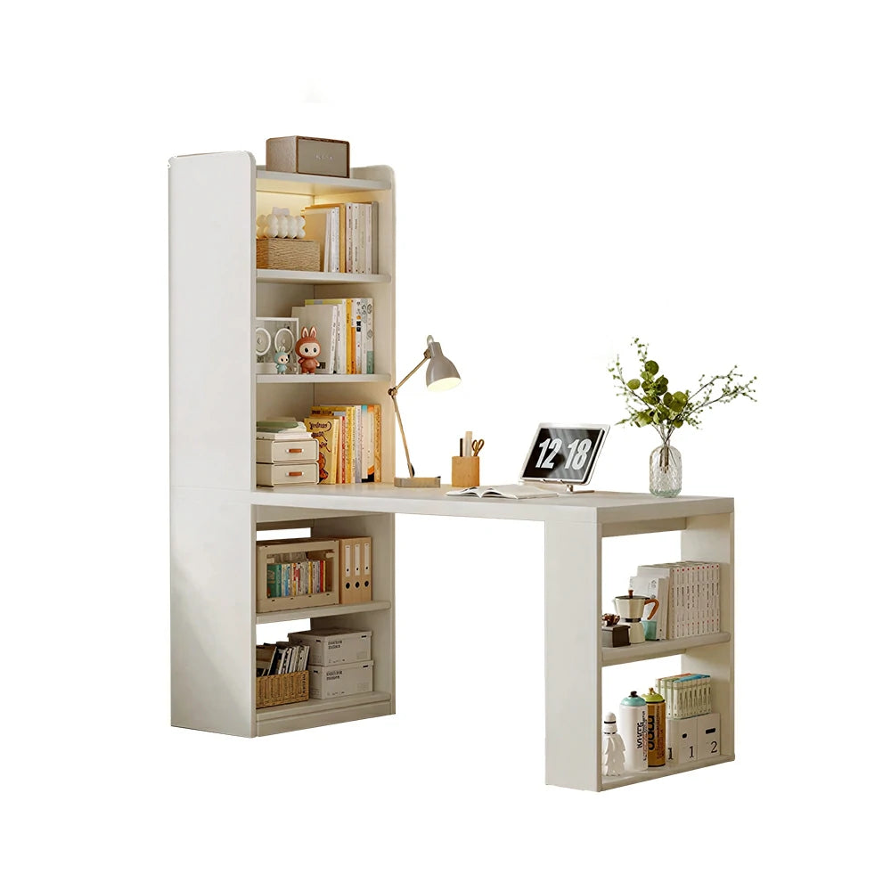 LIVARA Integrated Desk & Bookshelf Multi-Functional Storage with Side Cabinet for Bedroom, Study & Home Office