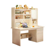 LIVARA Integrated Desk & Bookshelf High Cabinet with Large Storage for Bedroom, Study Room & Learning Area - White