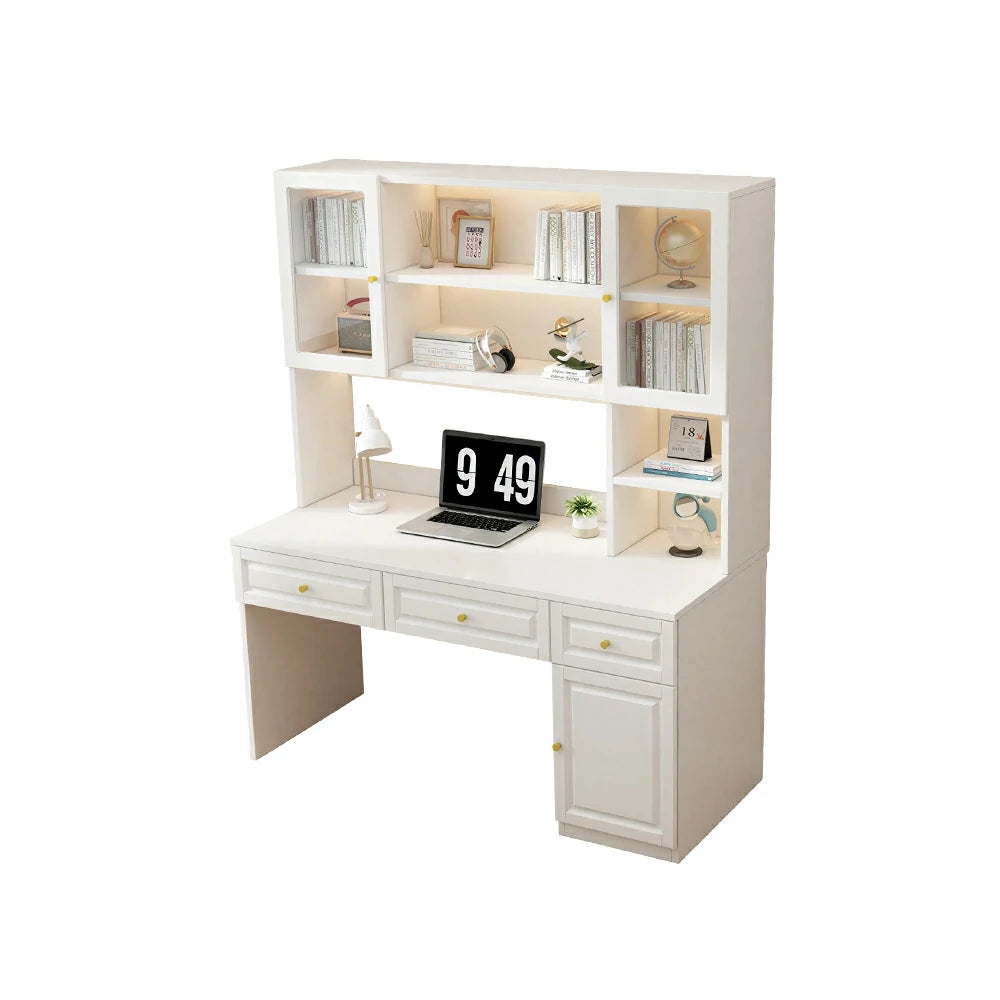 LIVARA Desk & Bookshelf Combo 100cm Thick Solid Wood Multi-Zone Storage for Bedroom, Kids Study & Home Office