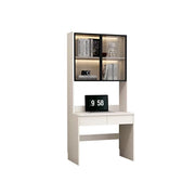 LIVARA Bookshelf Computer Desk 80cm Solid Wood with Dual Drawers for Bedroom, Study Room & Small Space Office - White