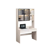 LIVARA Bookshelf Computer Desk 100cm Solid Wood with Dual Drawers for Bedroom, Study Room & Small Space Office - White