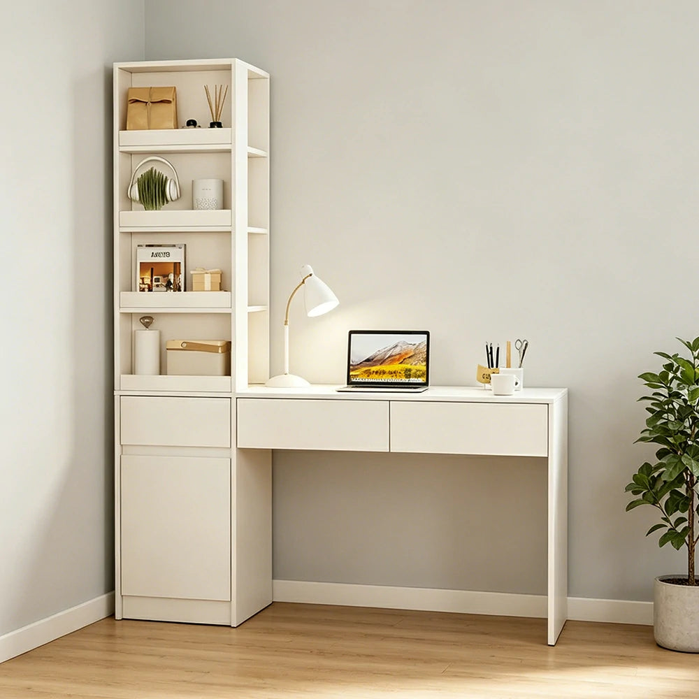LIVARA Corner Desk Cabinet with Multi-Layer Storage & Left Side Cabinet for Bedroom, Study Room & Small Space Office