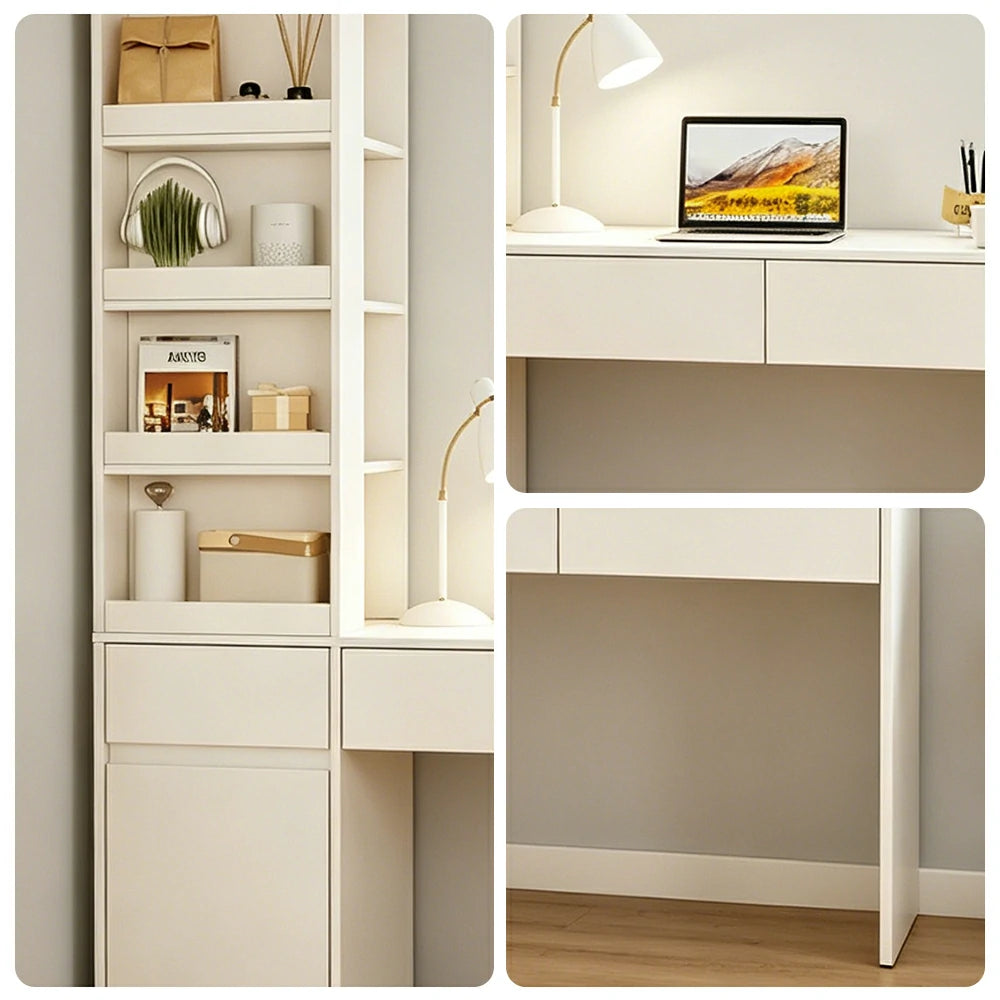 LIVARA Corner Desk Cabinet with Multi-Layer Storage & Left Side Cabinet for Bedroom, Study Room & Small Space Office