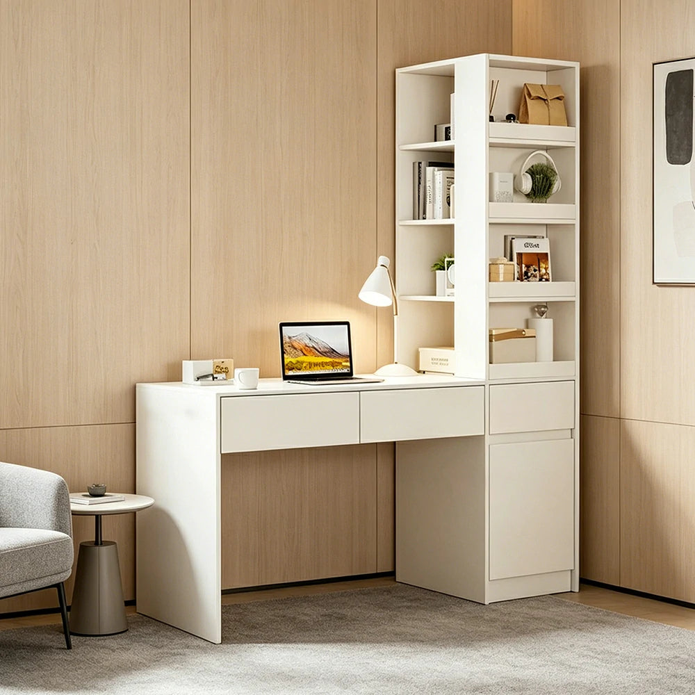 LIVARA Corner Desk Cabinet with Multi-Layer Storage & Right Side Cabinet for Bedroom, Study Room & Small Space Office