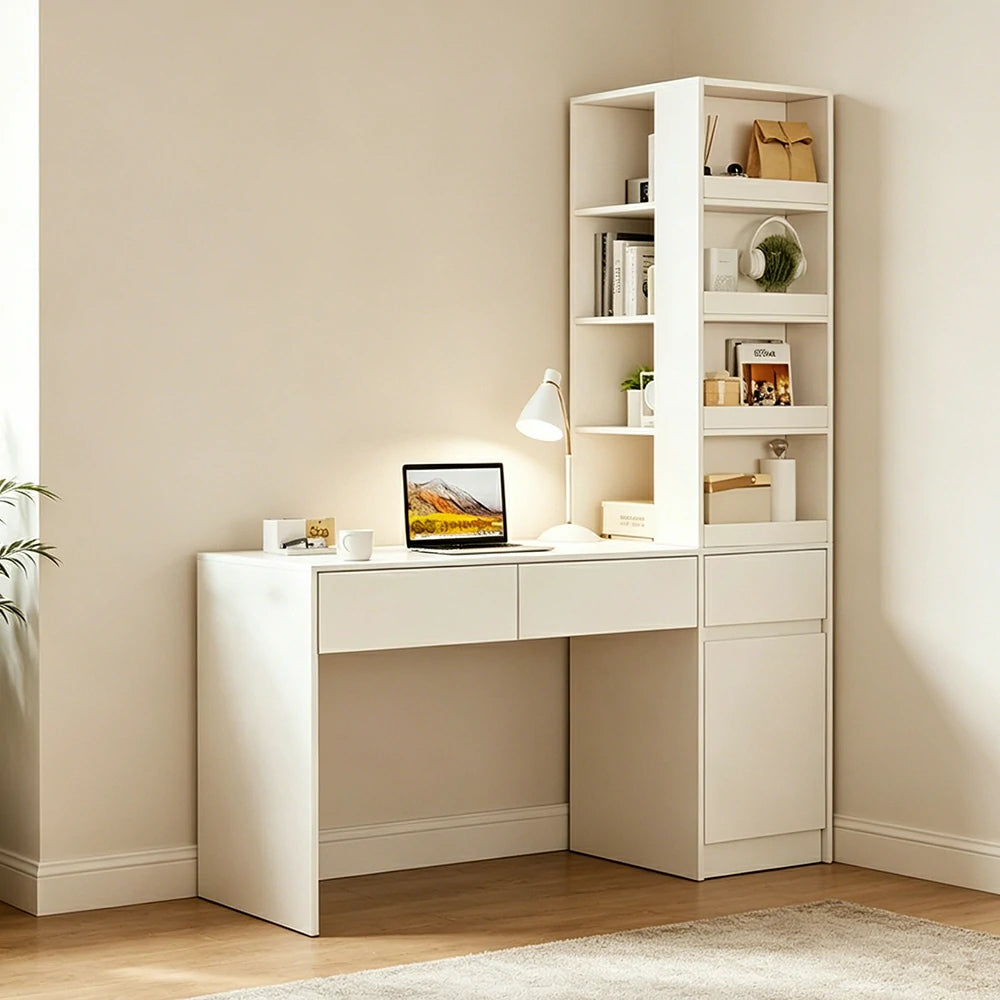 LIVARA Corner Desk Cabinet with Multi-Layer Storage & Right Side Cabinet for Bedroom, Study Room & Small Space Office