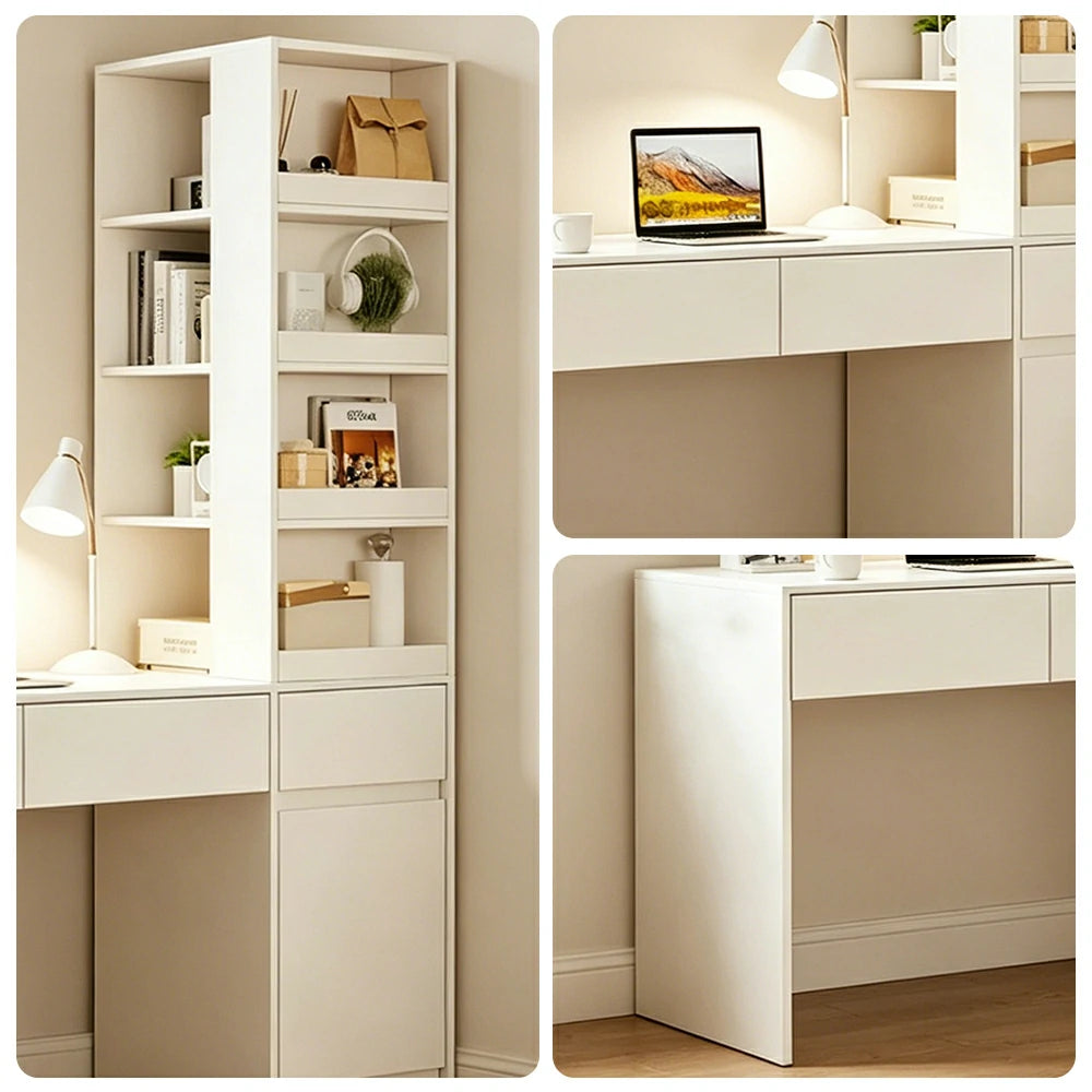 LIVARA Corner Desk Cabinet with Multi-Layer Storage & Right Side Cabinet for Bedroom, Study Room & Small Space Office
