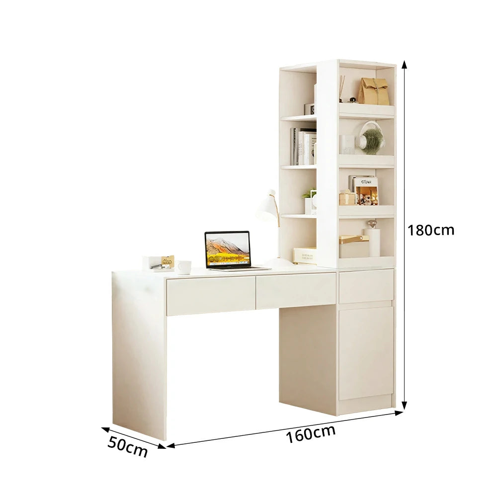 LIVARA Corner Desk Cabinet with Multi-Layer Storage & Right Side Cabinet for Bedroom, Study Room & Small Space Office