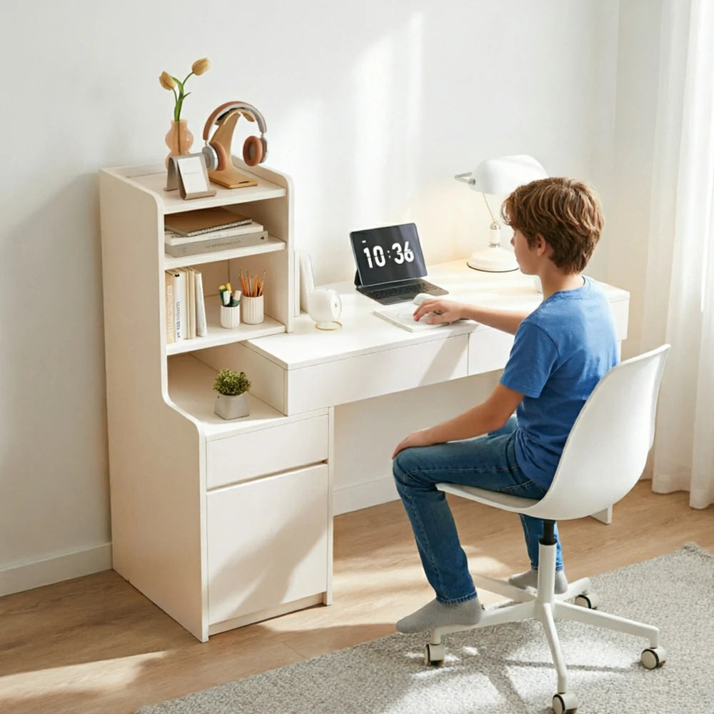 LIVARA Extendable Desk for Bedroom, Study Room & Small Space Home Office - Wood