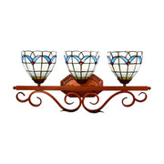 LIVARA European Vintage Magnolia Pattern 3-Light Wall Light Stained Glass Handcrafted Iron Frame 63cm Living Room Bedroom Dining