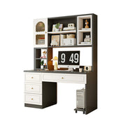 LIVARA Desk with Bookshelf Storage & Single Drawer for Bedroom Study Room - White&Black