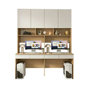 LUXORA D Style Desk with Right Bookshelf Storage Cabinet & Drawers for Home Office - Oak White