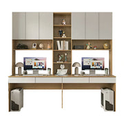 LUXORA I Style Desk with Right Bookshelf Storage Cabinet & Drawers for Home Office - Oak White
