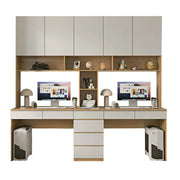 LUXORA G Style Desk with Right Bookshelf Storage Cabinet & Drawers for Home Office - Oak White