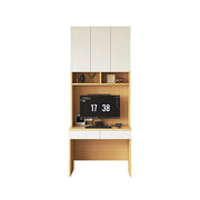 LIVARA Single Study Desk with Bookshelf Storage  for Study Bedroom Home Office - Natural Wood