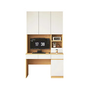 LIVARA Single Study Desk with Bookshelf Storage for Study Bedroom Home Office - Natural Wood