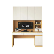 LIVARA Single Study Desk with Bookshelf Storage for Study Bedroom Home Office - Natural Wood