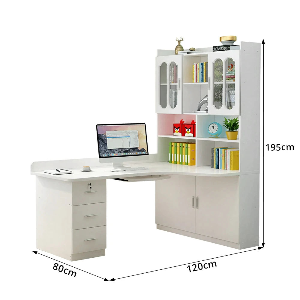 LIVARA White Bookcase with Upper and Lower Doors Large Storage Display Cabinet for Living Room Bedroom Study - White