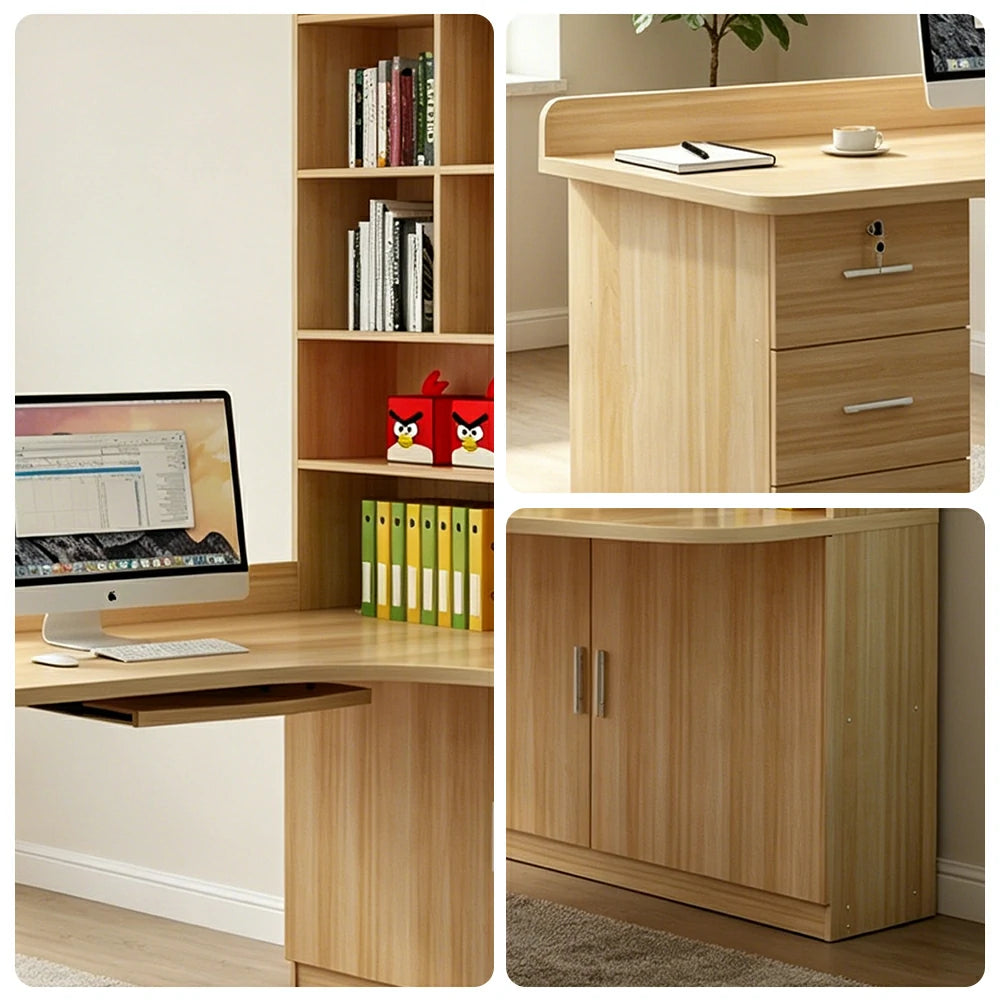 LIVARA Light Walnut Bookcase with Lower Doors Large Storage Display Cabinet for Living Room Bedroom Study - Light Walnut