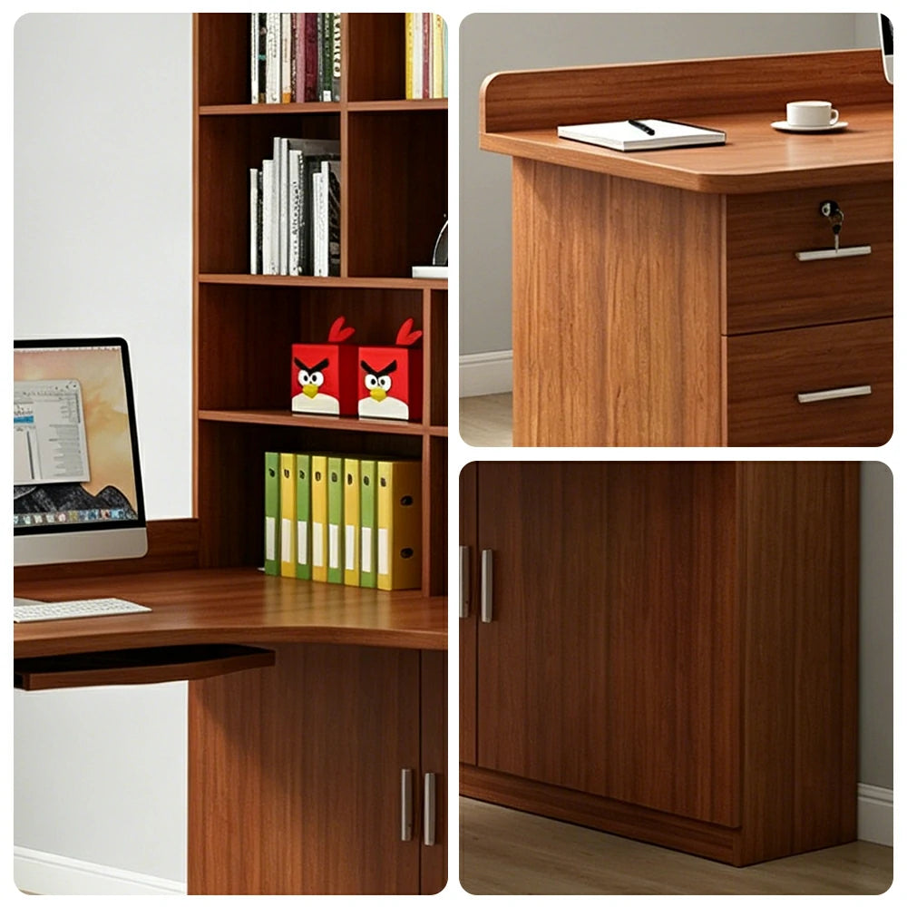 LIVARA Teak Bookcase with Lower Doors Large Storage Display Cabinet for Living Room Bedroom Study - Teak