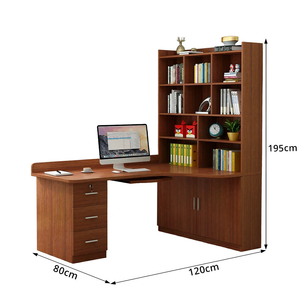 LIVARA Teak Bookcase with Lower Doors Large Storage Display Cabinet for Living Room Bedroom Study - Teak