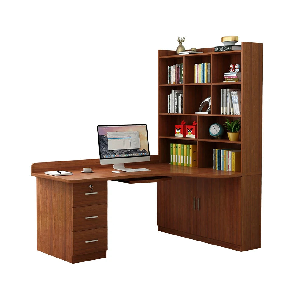 LIVARA Teak Bookcase with Lower Doors Large Storage Display Cabinet for Living Room Bedroom Study - Teak