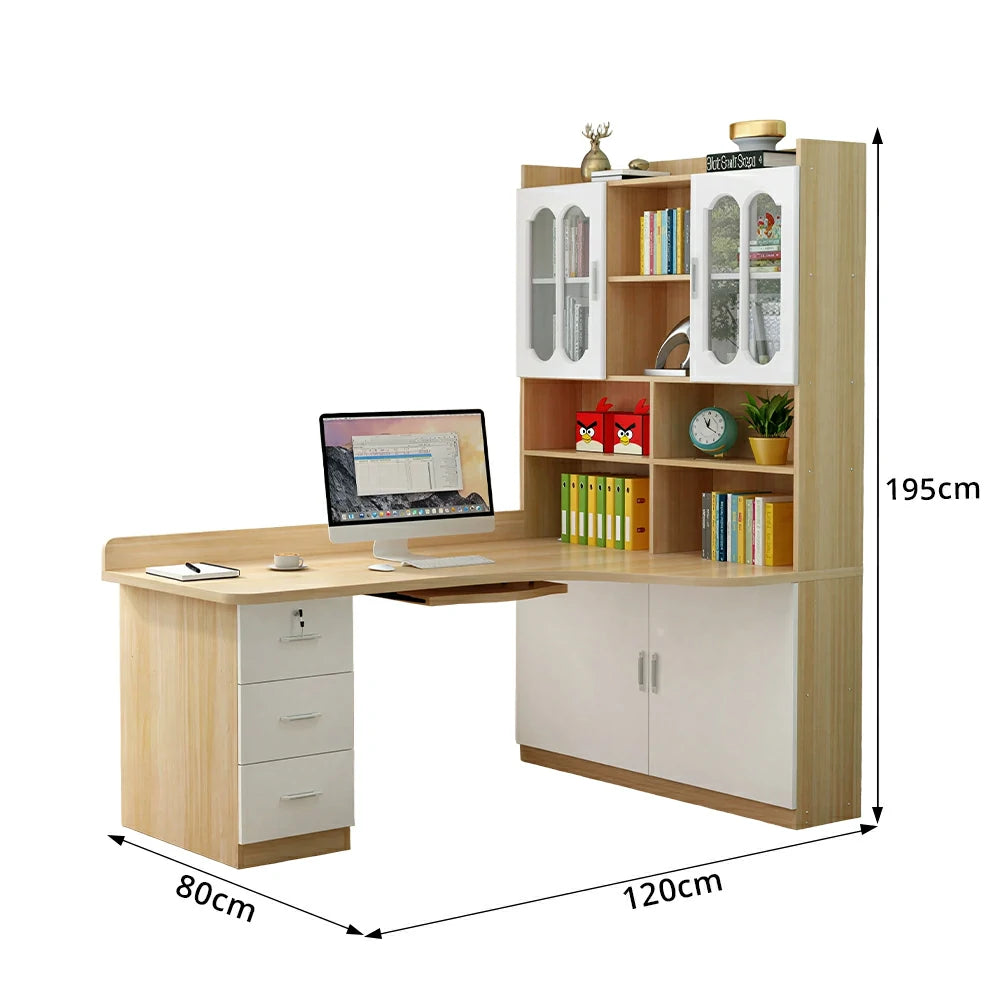 LIVARA Two Tone Bookcase with Upper and Lower Doors Large Storage Display Cabinet for Living Room Bedroom Study - Multi Colour