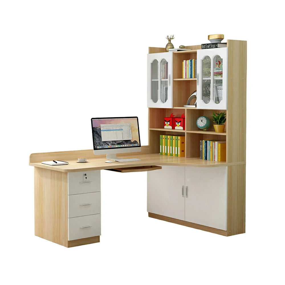 LIVARA Two Tone Bookcase with Upper and Lower Doors Large Storage Display Cabinet for Living Room Bedroom Study - Multi Colour