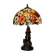 LIVARA European Vintage Grape Floral Stained Glass Table Lamp Sculpture Base Handcrafted Artistic Design Suitable for Bedroom Living Room Bedside