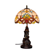 LIVARA European Vintage Baroque Style Stained Glass Table Lamp Sculpture Base Handcrafted Artistic Design Suitable for Bedroom Living Room Bedside