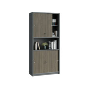 LIVARA Double Door Office Storage Cabinet with File Shelves 80x40x200cm for Study Office - Walnut