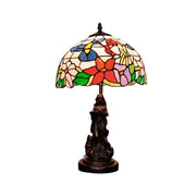 LIVARA Vintage Artistic Table Lamp Stained Glass Shade Sculpture Base Soft Ambient Lighting Suitable for Bedroom Living Room Bedside