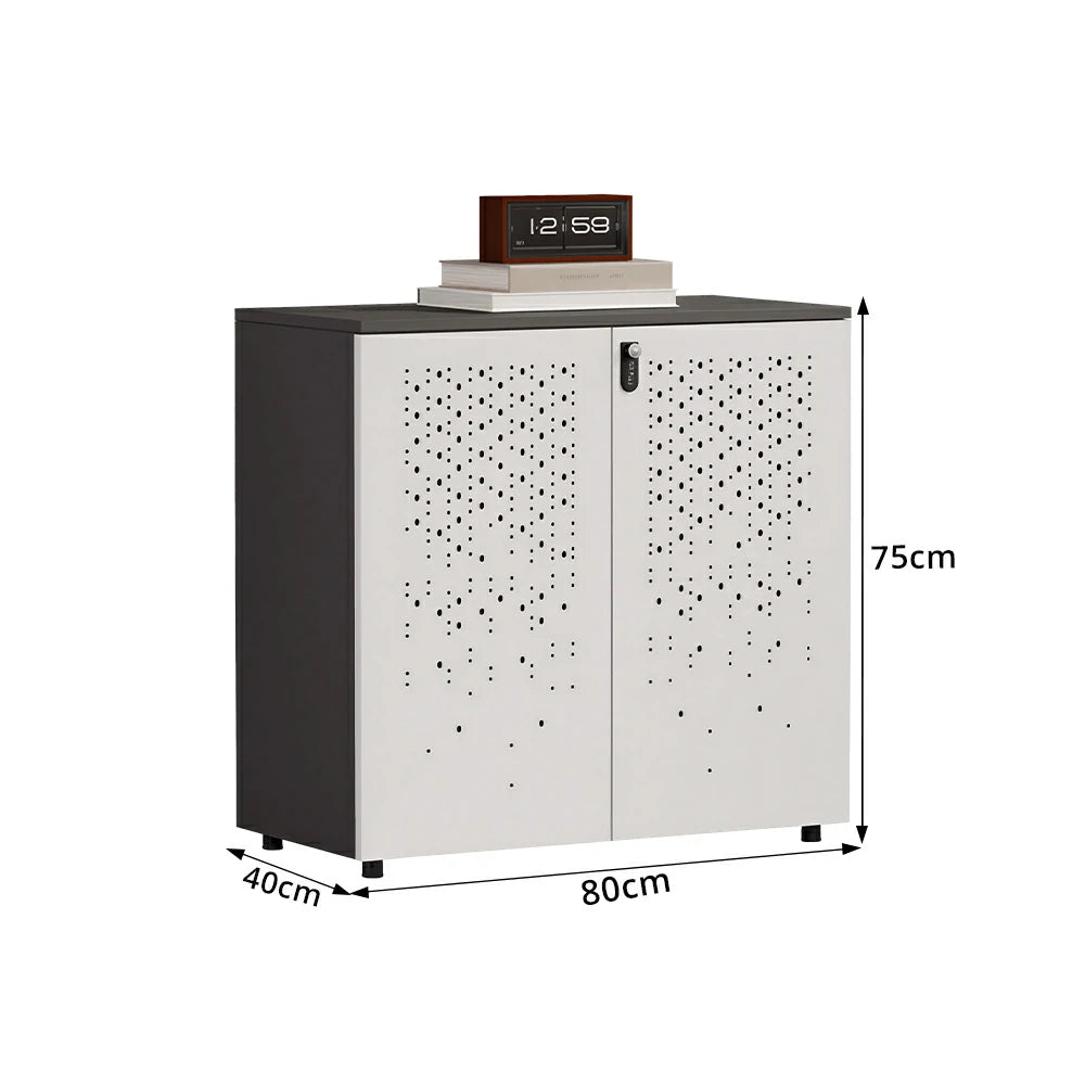 LIVARA 2 Door Low Storage Cabinet with Modern Office Organizer Design - BMW Grey and Signal White