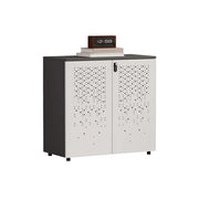 LIVARA 2 Door Low Storage Cabinet with Modern Office Organizer Design - BMW Grey and Signal White