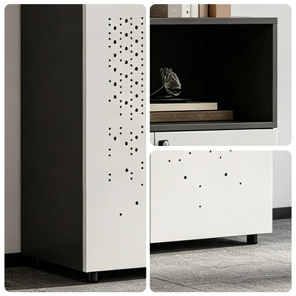 LIVARA 2 Door Low Storage Cabinet with Adjustable Shelves for Office Study - BMW Grey and Signal White