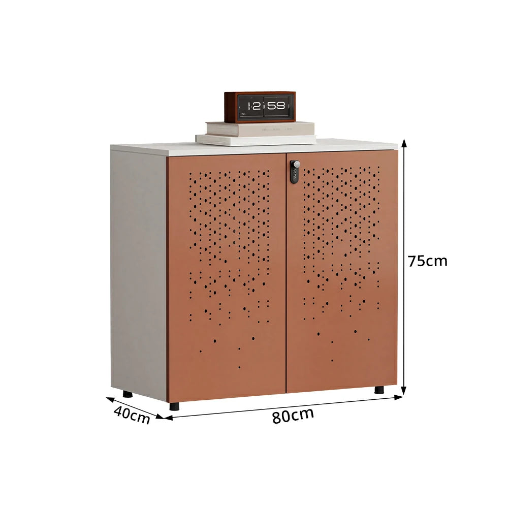 LIVARA 2 Door Low Storage Cabinet with Modern Office Organizer Design -Brown