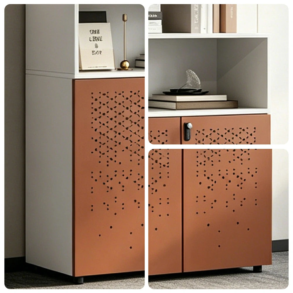 LIVARA 2 Door Low Storage Cabinet with Adjustable Shelves for Office Study - Brown