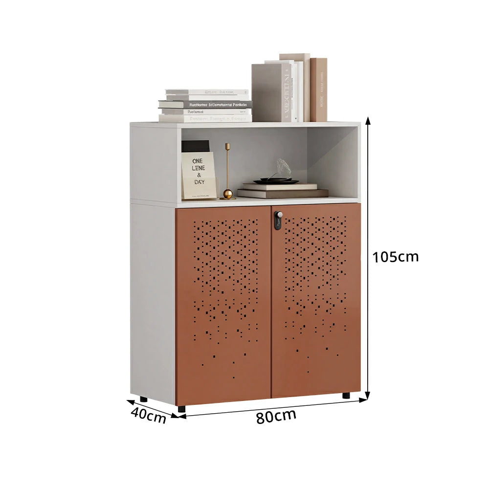 LIVARA 2 Door Low Storage Cabinet with Adjustable Shelves for Office Study - Brown