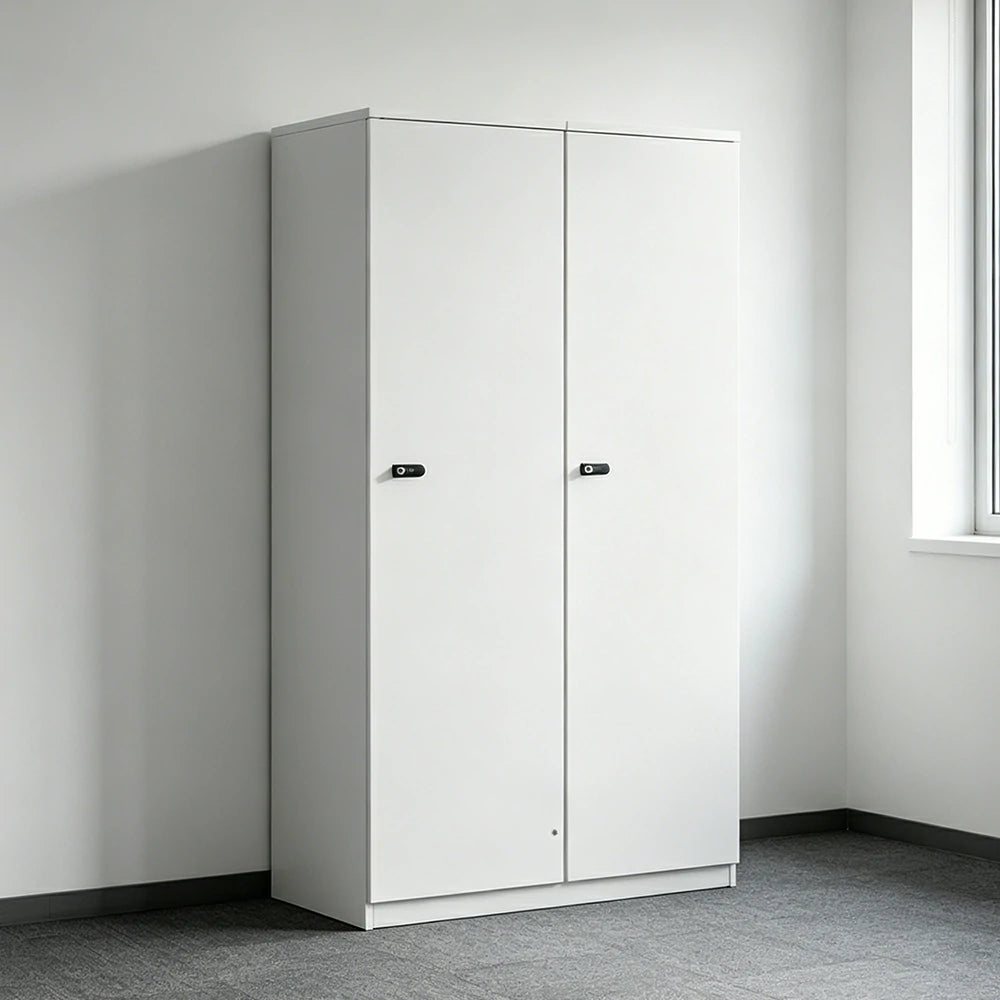 LIVARA Two Door Wardrobe Cabinet with Hanging Rail and Shelf for Bedroom Entryway - Warm White