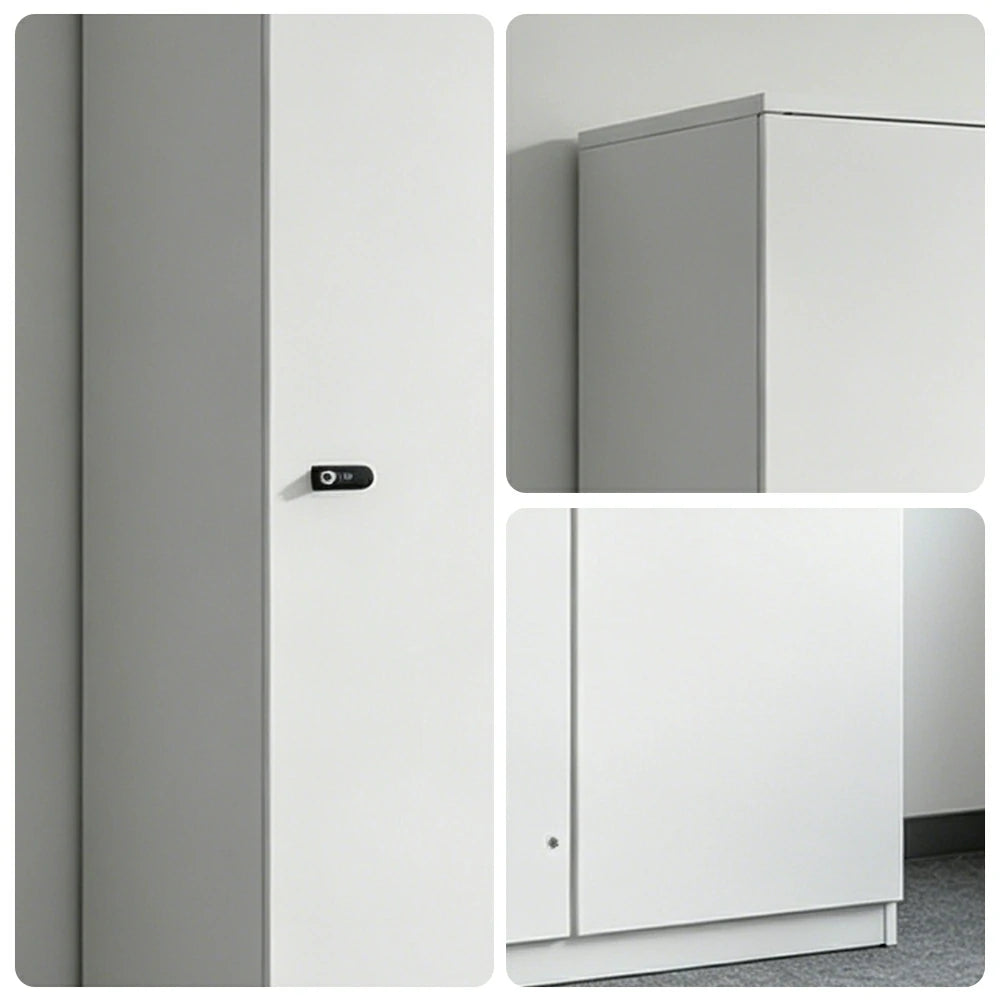 LIVARA Two Door Wardrobe Cabinet with Hanging Rail and Shelf for Bedroom Entryway - Warm White