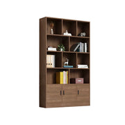 LIVARA 3-Door Open Storage Cabinet with Shelves for Office Study Room - Wood