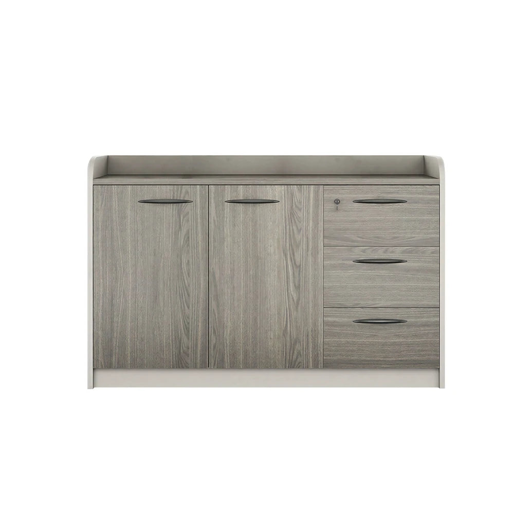 LIVARA 2-Door 3-Drawer Office Storage Cabinet with Shelves - Khaki Wenge